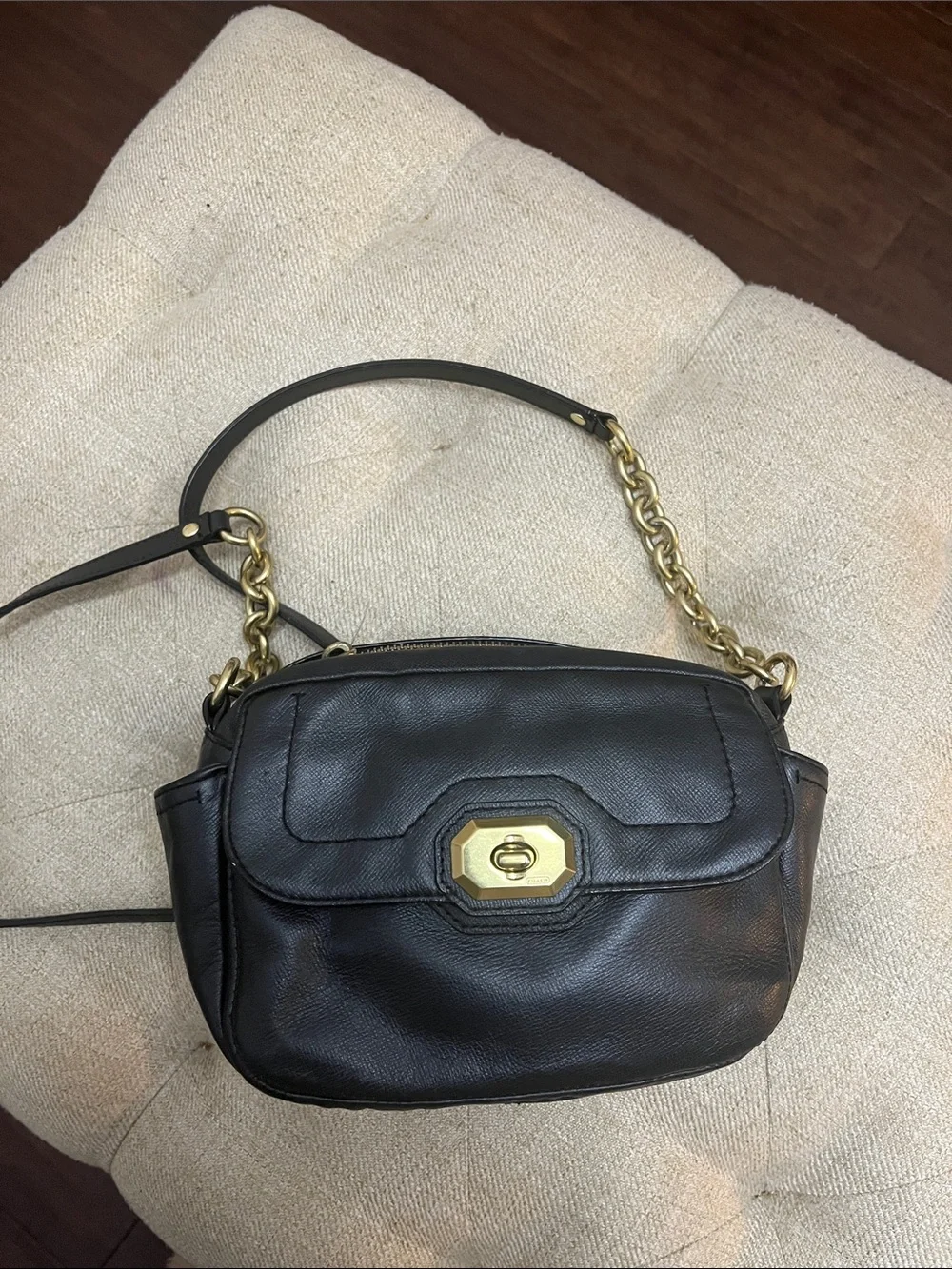 Coach Campbell Leather Turnlock Camera Bag Crossbody